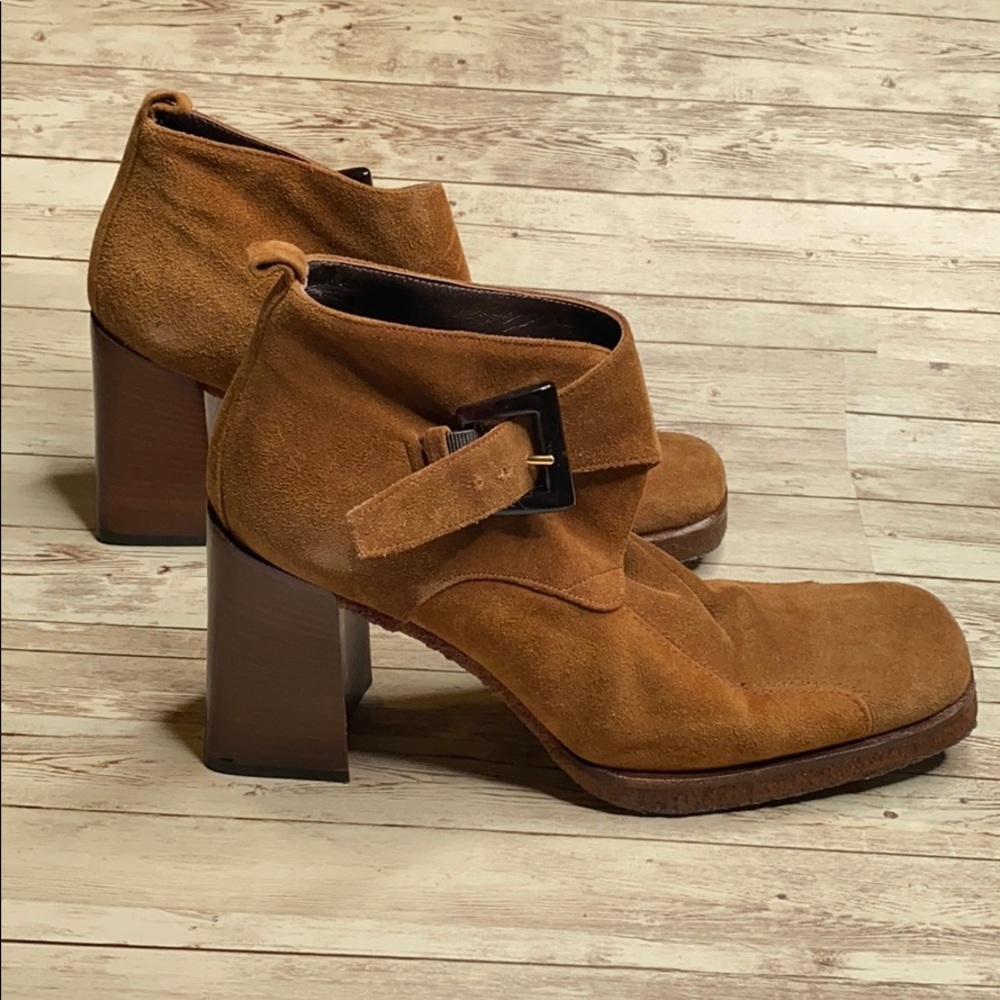 Via Spiga vintage 1990’s brown square toe ankle booties - 9.5- fit like a 9